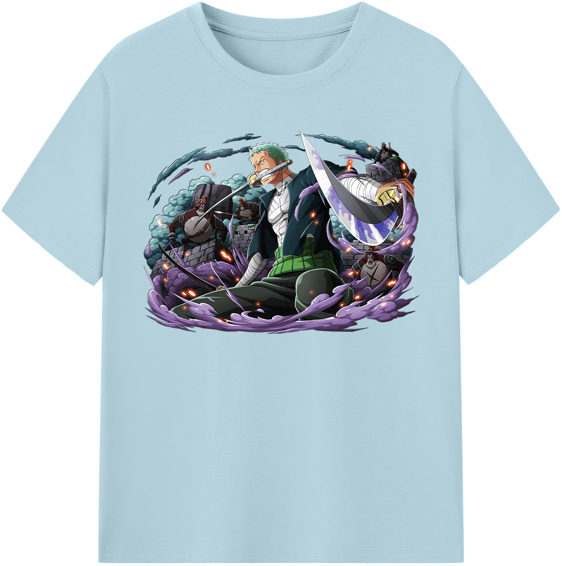 ワンピース ロロノア・ゾロ ONE PIECE Roronoa Zoro 綿100％半袖Tシャツ（フロントプリント）
